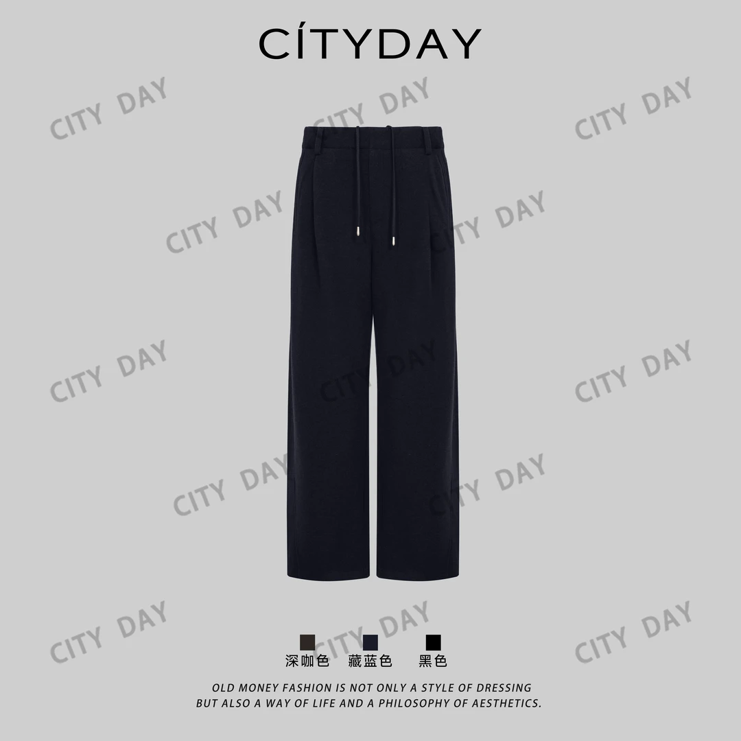 CityDay【楠哥】精纺绵羊毛 老钱软糯半松紧抽绳加厚休闲裤 081