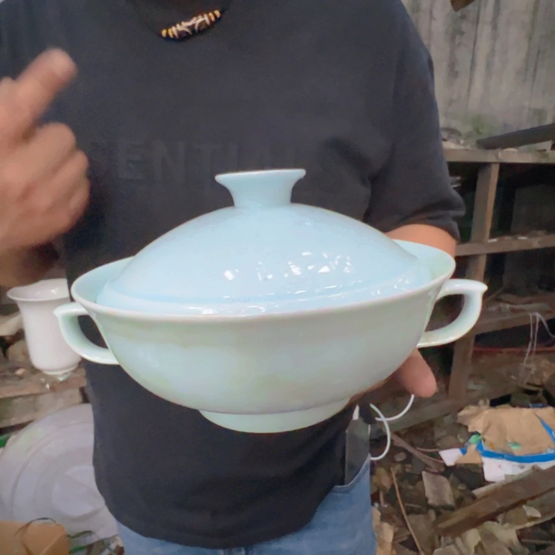 瓷片景德镇高温陶瓷玉泥影青品锅