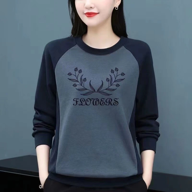 秋冬季爆款德绒保暖内搭撞色打底衫上衣叠穿时尚卫衣长袖体恤女装