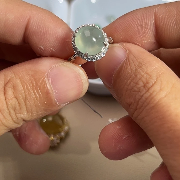 翡翠银S925镶嵌戒指