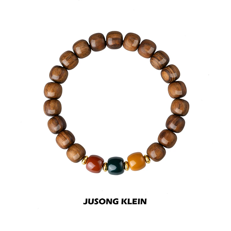 Jusong klein 非金属木质手链 木质手串三色珠子新中式民族风手串