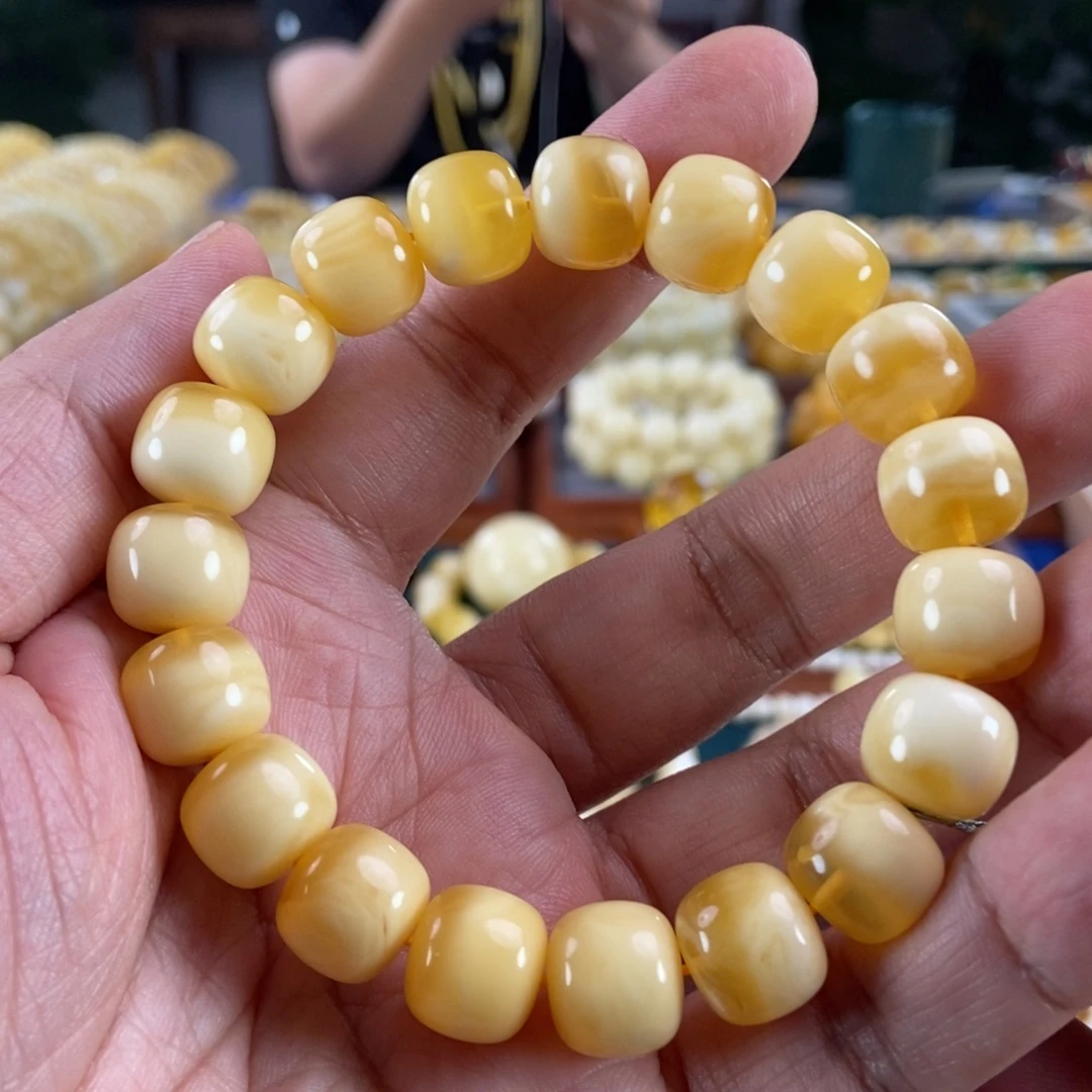 琥珀未镶嵌珠宝奇石12聚宝盆老型手串22.37