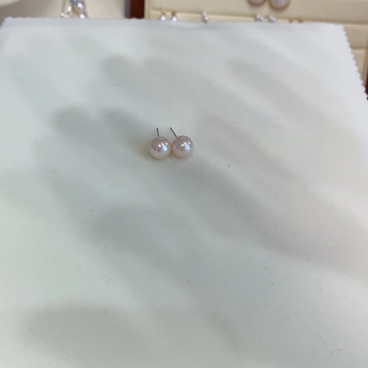 银S925镶嵌耳钉淡水珍珠9mm淡水