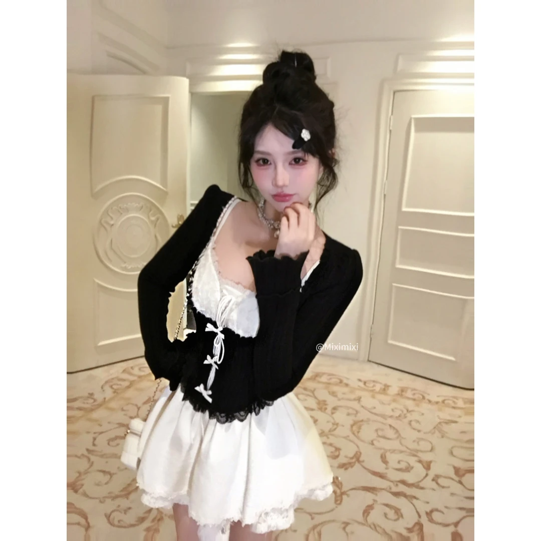 瑞茜·威瑟斯 春秋百搭甜美气质显瘦设计感长袖针织上衣R3315-2W