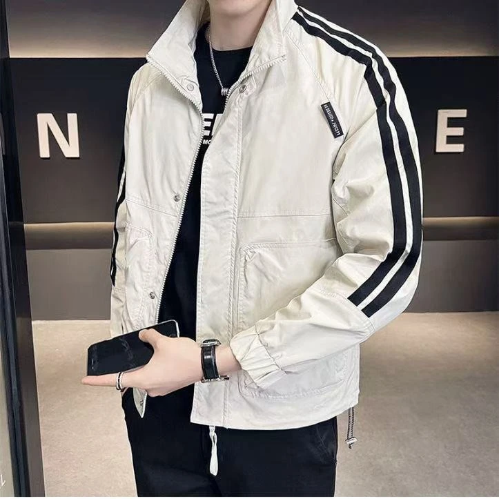 春秋款男士外套男装25-35岁2025新款工装拼色上衣服男外套春秋