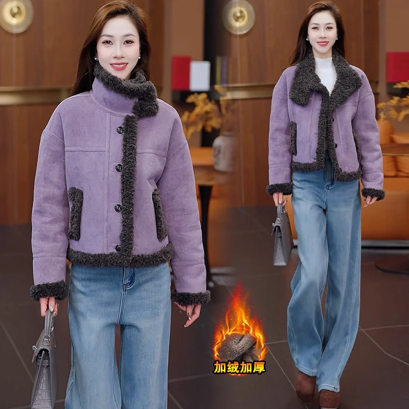 高级感加绒加厚外套女2025冬季新款加绒加厚时尚洋气保暖短外套
