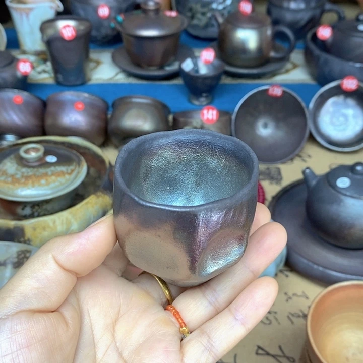 杯子纯柴烧裸烧手工茶器小杯