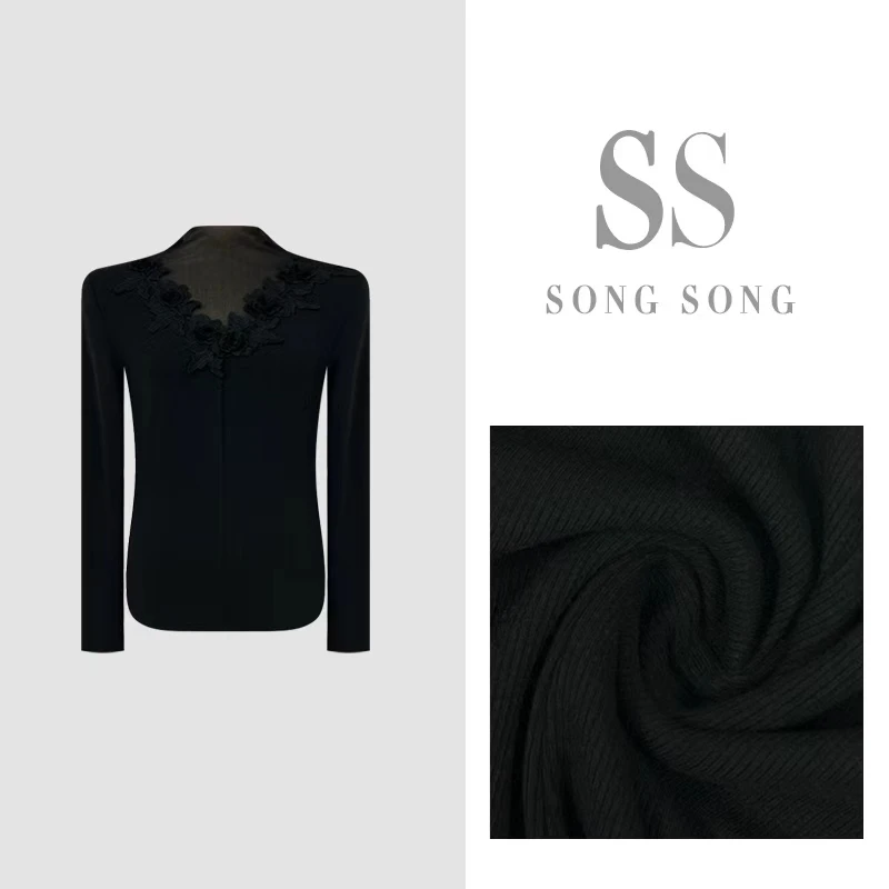 SONG-原创【月下花影】新款时尚重工刺绣‘羊毛蚕丝’显瘦百搭上衣