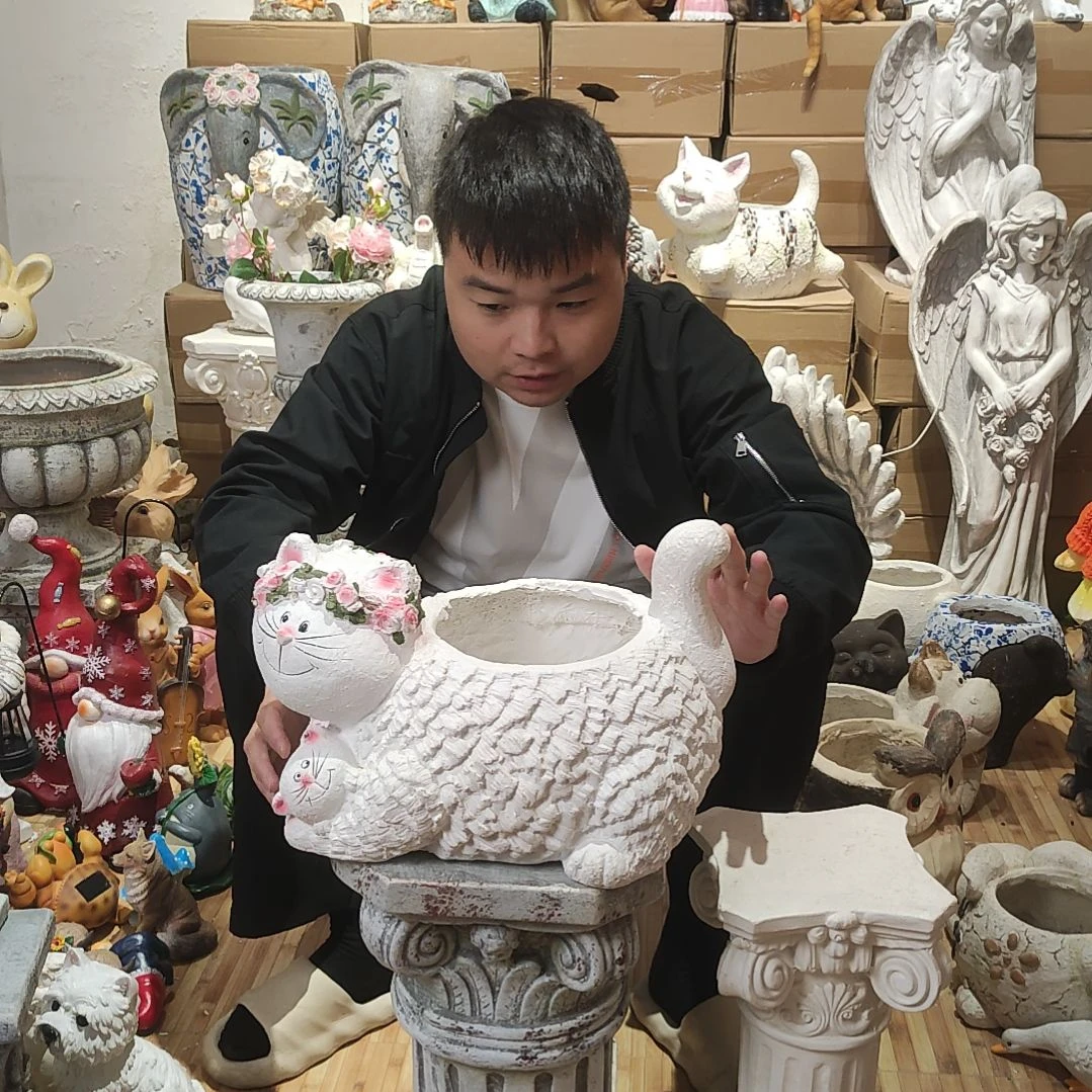 合成树脂母子猫咪花盆