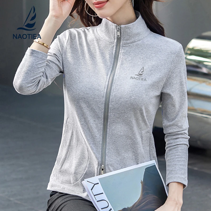 纳奥蒂尔小帆船立领开衫运动卫衣女2025春秋新款长袖拉链上衣外套