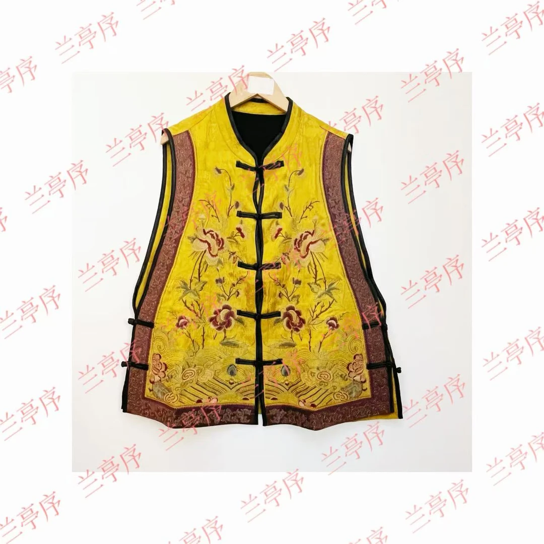 LANTINGXU/兰亭序【黄河琉璃】宋锦秋冬加厚定制锦绣新中式刺绣马甲