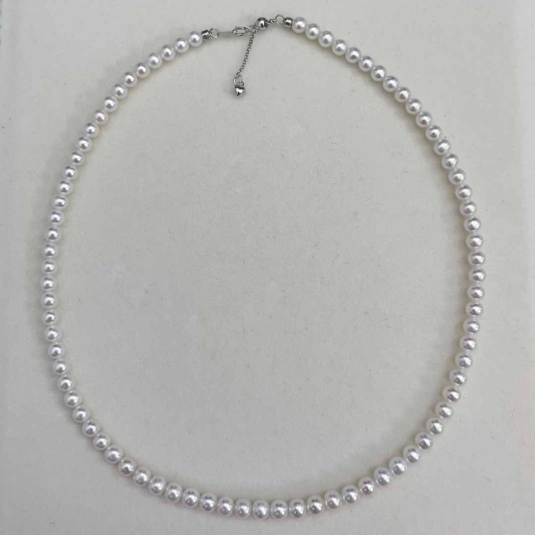 5-5.5mm极冷白光极光完美无瑕天然淡水珍珠项链bab链精致百搭