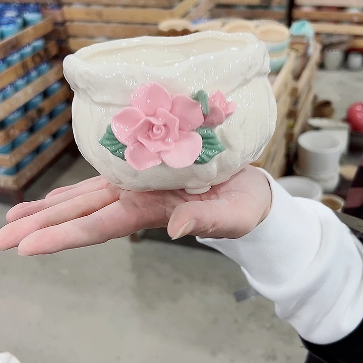 有孔.凑满10元发货多肉陶瓷花盆！