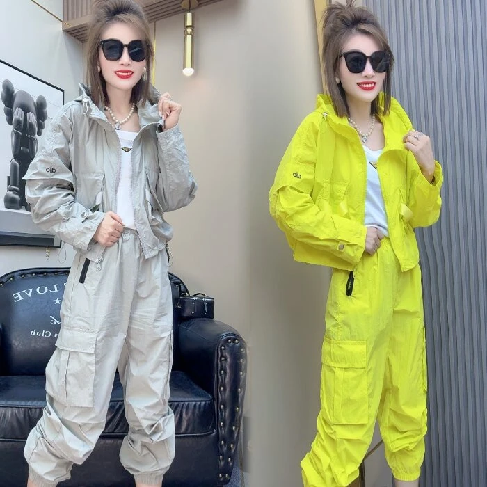 915+1289#纯色连帽防晒两件套