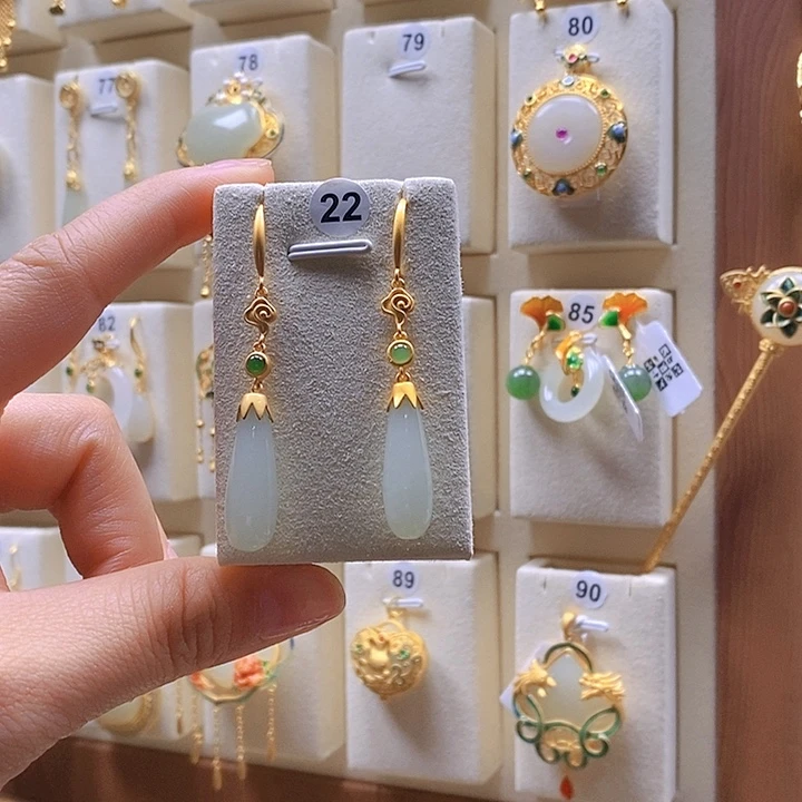 和田玉颈饰银S925镶嵌