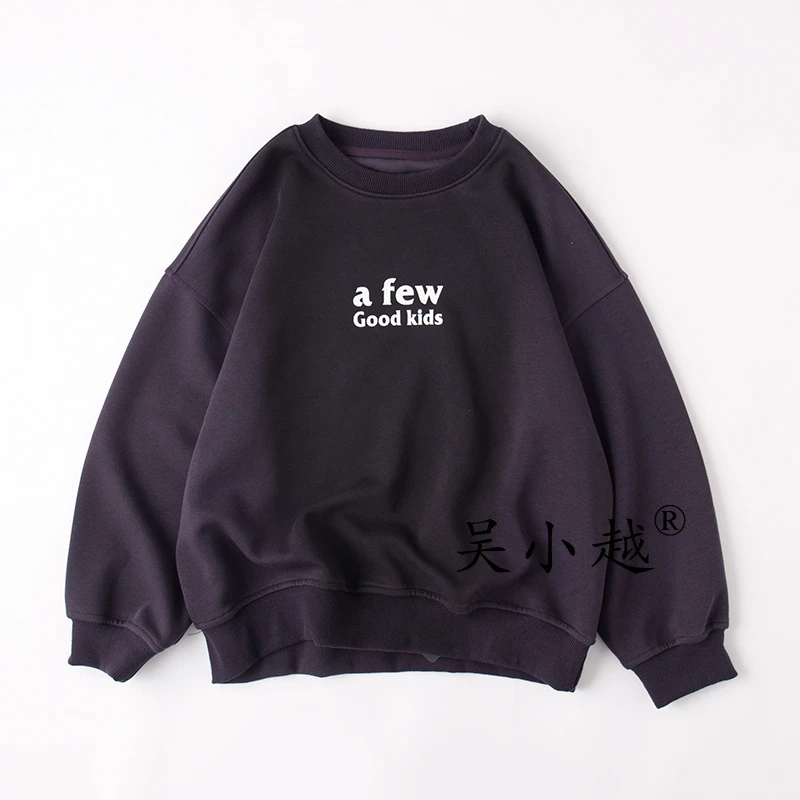 吴小越w1407男童秋装圆领极简春季卫衣棉t恤长袖中大童打底衫韩版