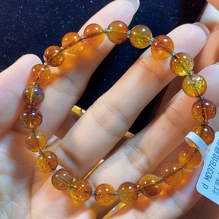 蓝珀未镶嵌珠宝奇石墨西哥红蓝金沙手串8