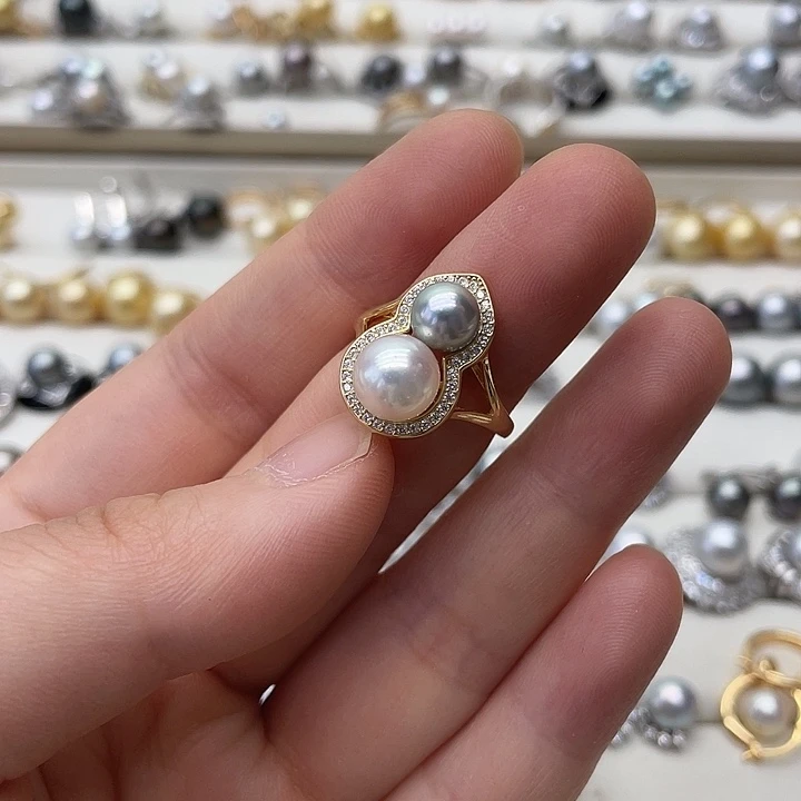 海水珍珠戒指银S925镶嵌