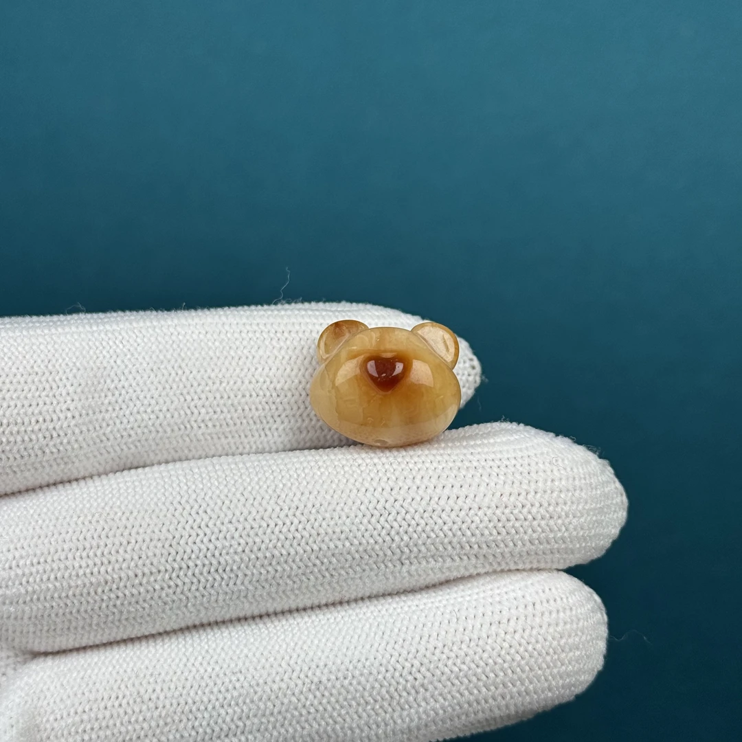 D7300天然原矿蜜蜡【瑕疵特价】小熊 16.6*14mm支持复检假一罚十