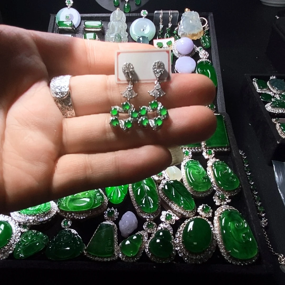 翡翠未镶嵌耳饰A货翡翠10