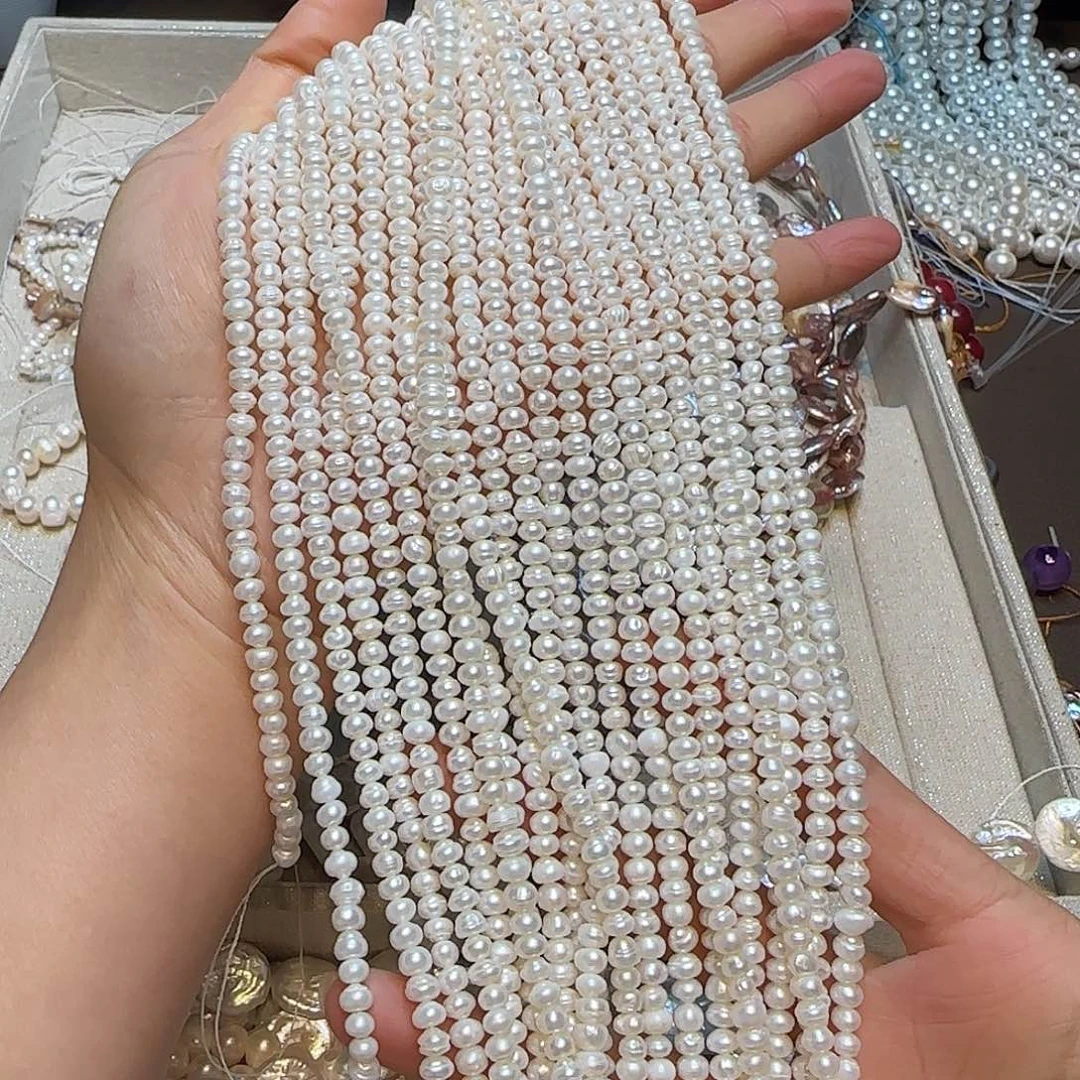 玛瑙/玉髓合金珠宝半成品4mm面包珠一条