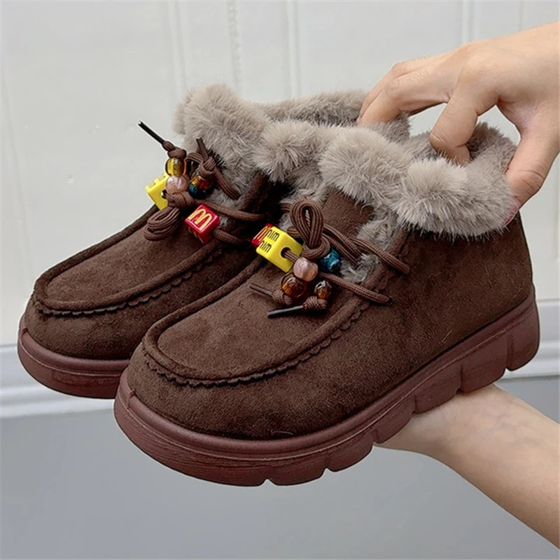 冬季加绒加厚休闲女棉鞋老北京棉鞋中老年厚底保暖舒适妈妈棉靴