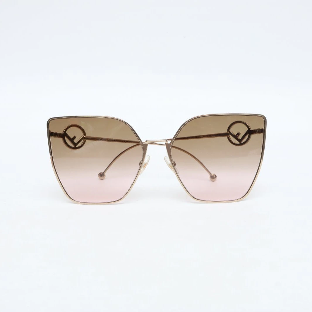 99新 FENDI/芬迪 【lu】 金色 金属LOGO 框架 墨镜P225684037
