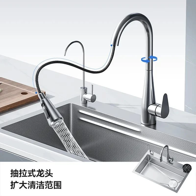 新款JOMOW5.0加厚SUS304原色米粒压纹厨房大单槽手工洗菜盆水槽