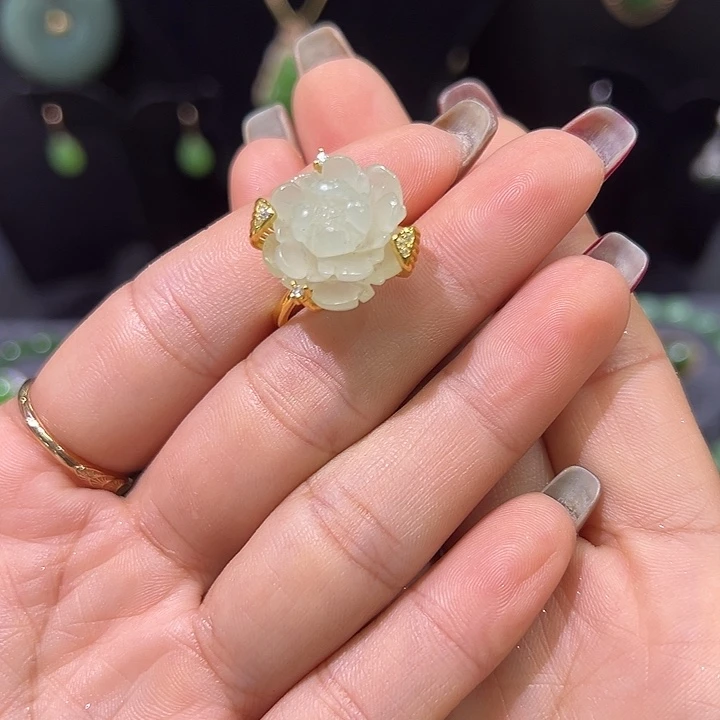和田玉银S925镶嵌戒指
