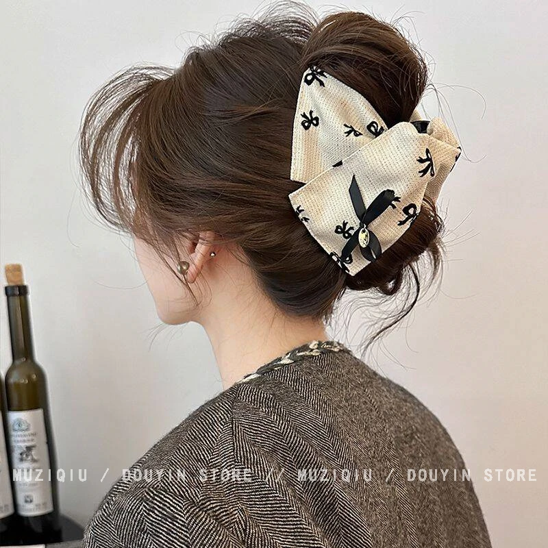 木子秋韩系小众复古蝴蝶结盘发抓夹女高级感时髦洋气简约百搭发夹