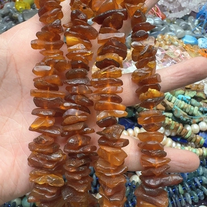 合金玛瑙/玉髓珠宝半成品一条琥珀