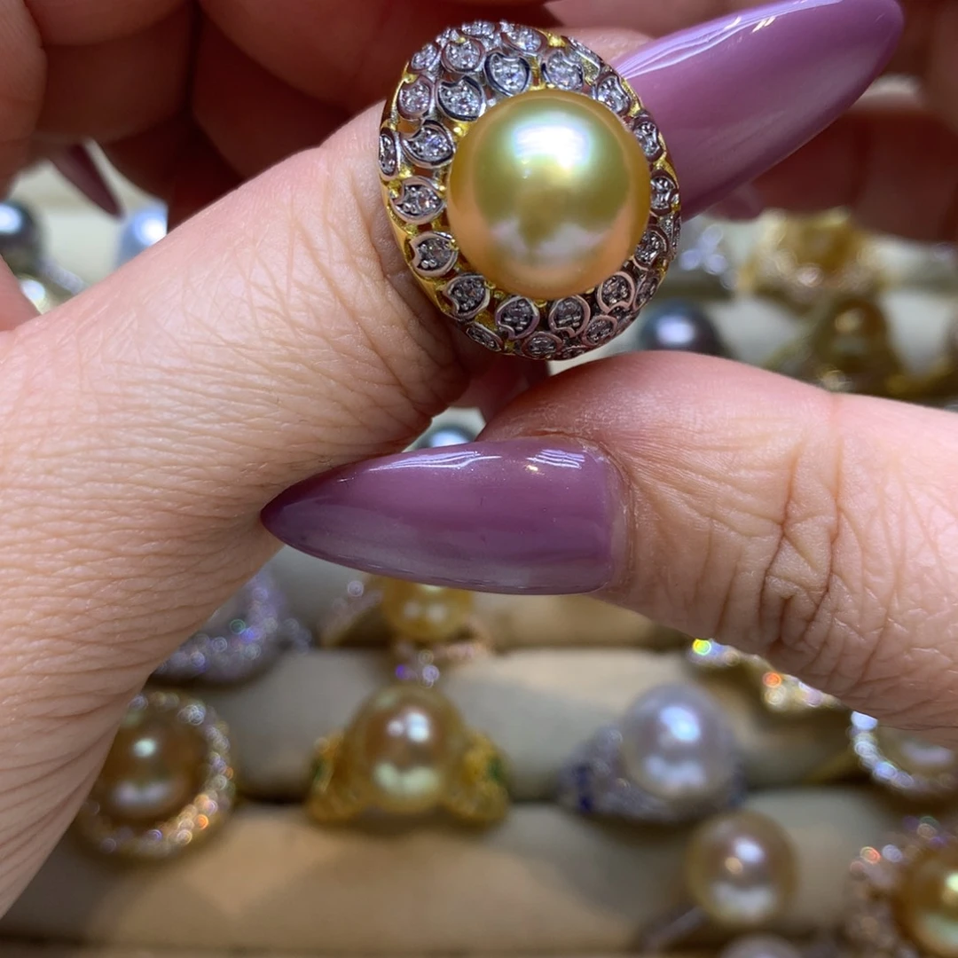 银S925镶嵌戒指海水珍珠