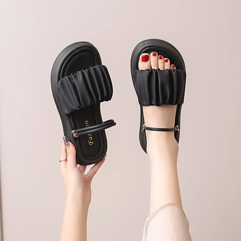 踩屎感凉鞋女夏季2025新款仙女配裙子厚底两穿凉拖软底沙滩半拖鞋