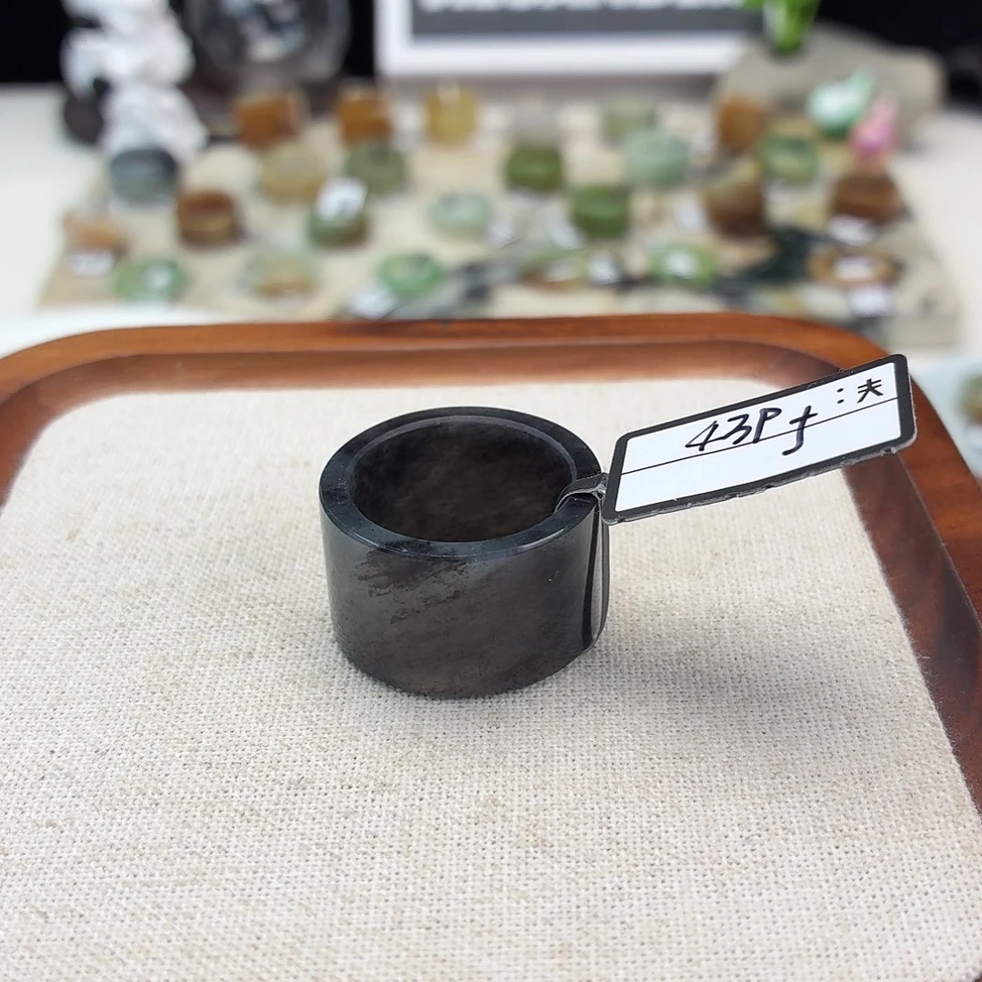 未镶嵌戒圈和田玉F35聚墨青花直切19.1不退换