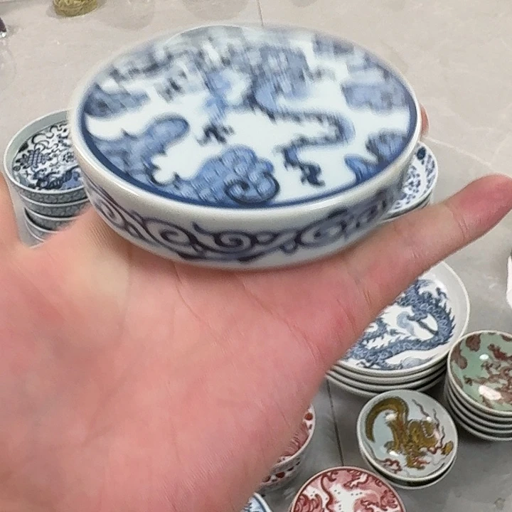 瓷片青花穿云龙盖直景德镇