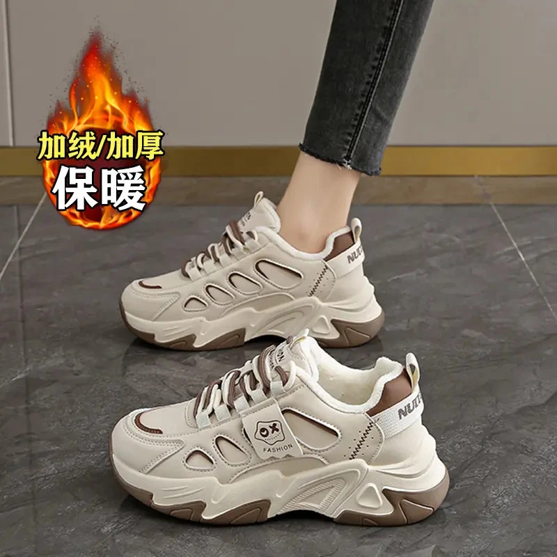 新百伦NEW BOLUNE二棉皮面老爹鞋女冬季2025年新款爆款34小码厚软