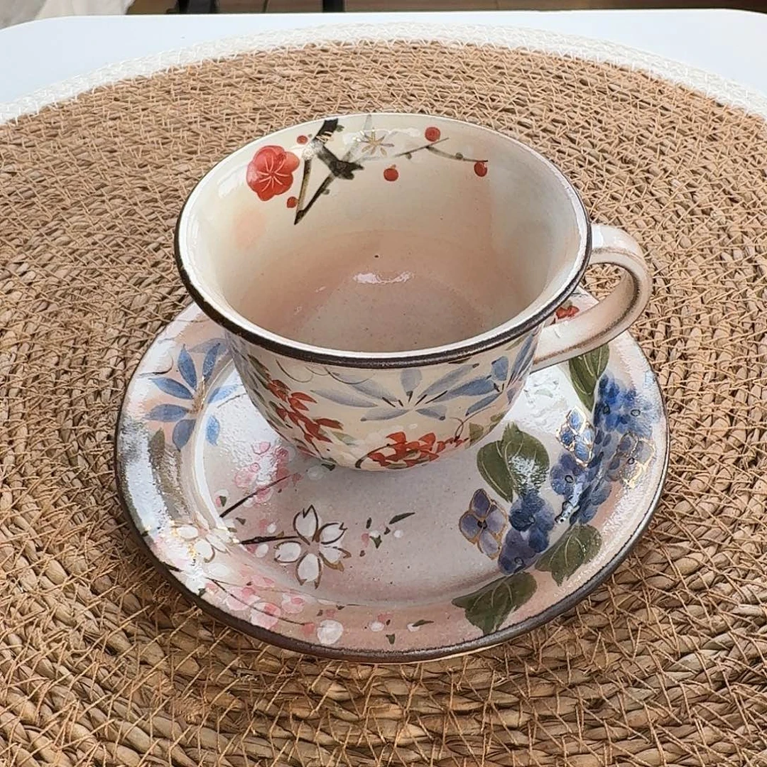 瓷片清水烧咖啡杯碟180毫升，陶