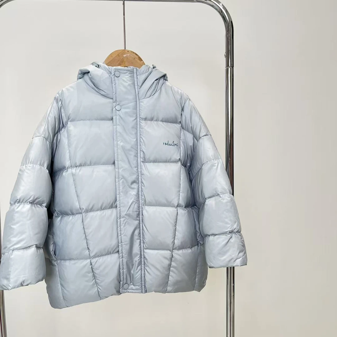 冬款男童女童湖水蓝羽绒服 5055素系