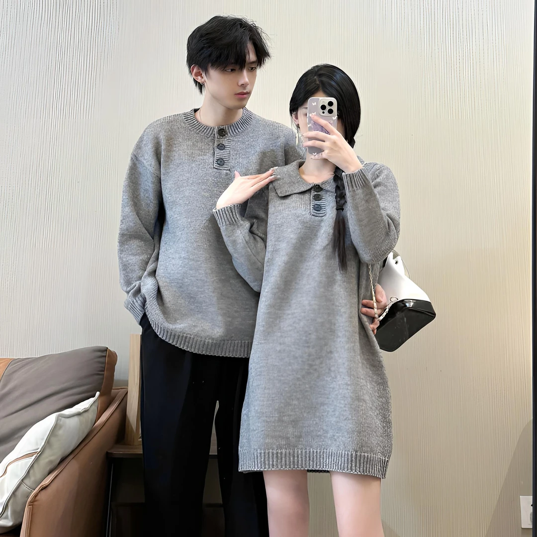 【情侣装两件套】秋冬新款法式韩版一男一女针织毛衣裙潮流百搭时尚