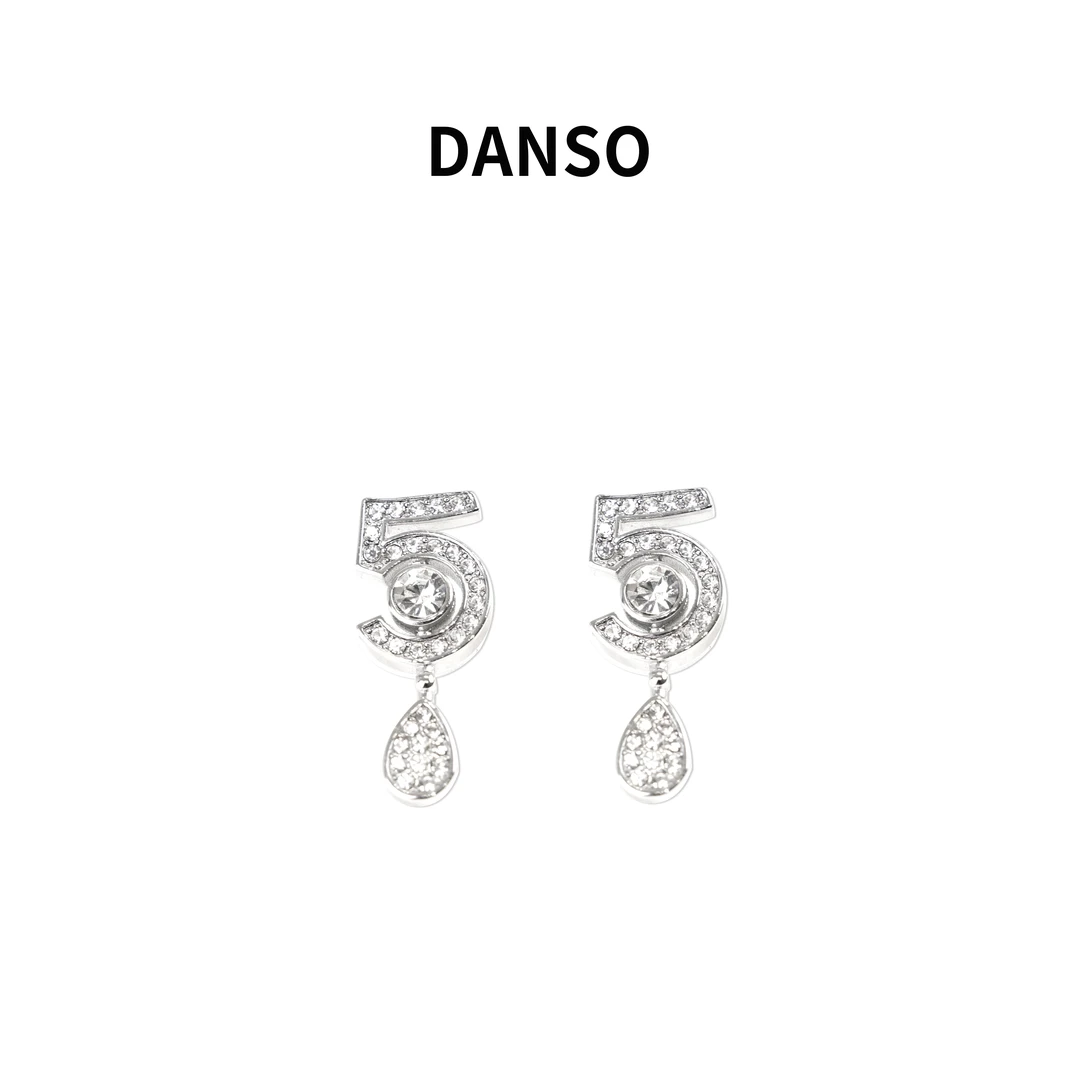 合金耳饰 DANSO 时尚轻奢数字5独众设计百搭耳饰JZ0001