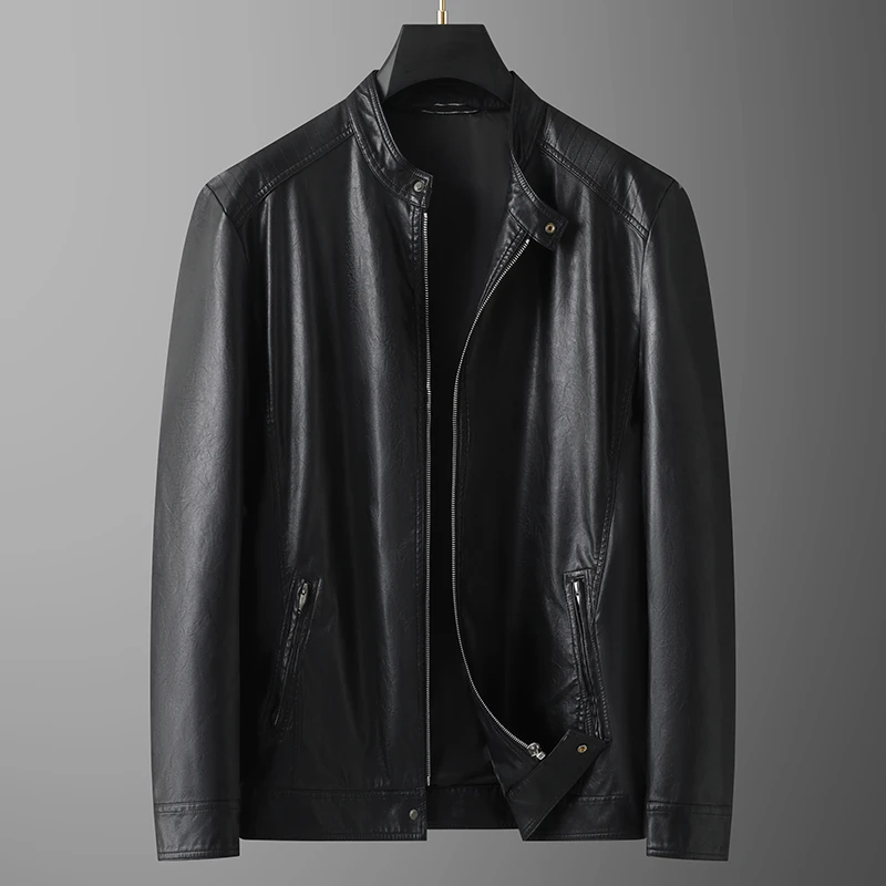 【艺禾轻奢大码】春季新款上新男士加大加肥经典时尚立领皮衣58962