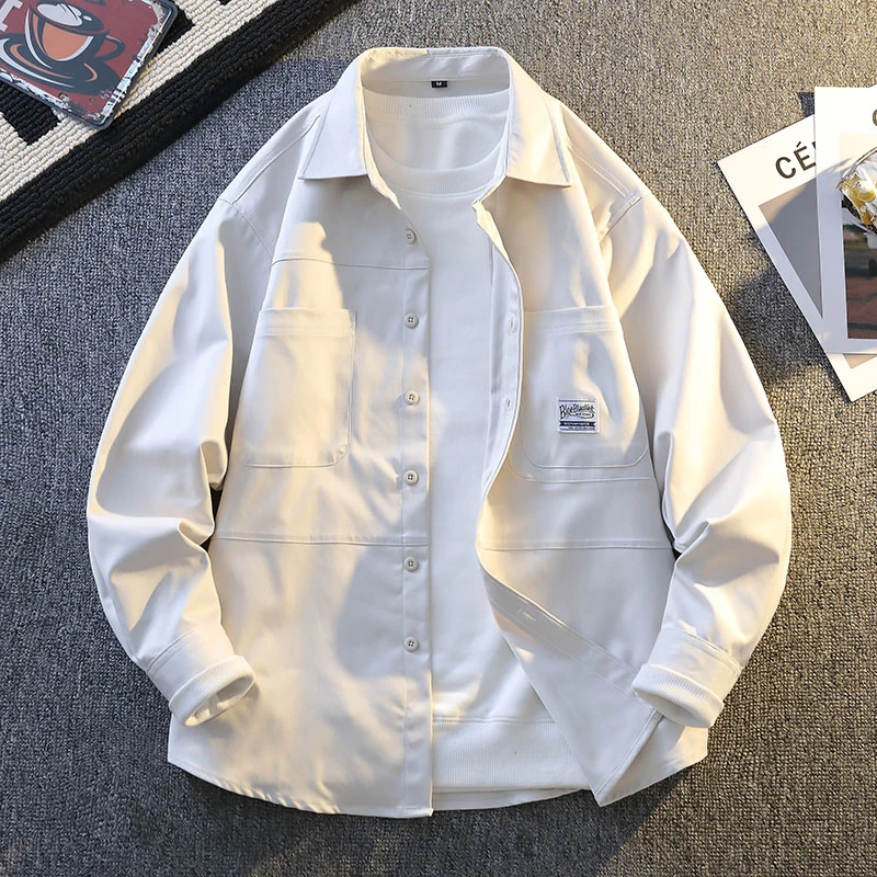 2025春季新款衬衫男款长袖百搭休闲工装衬衣外套男潮流宽松衬衫