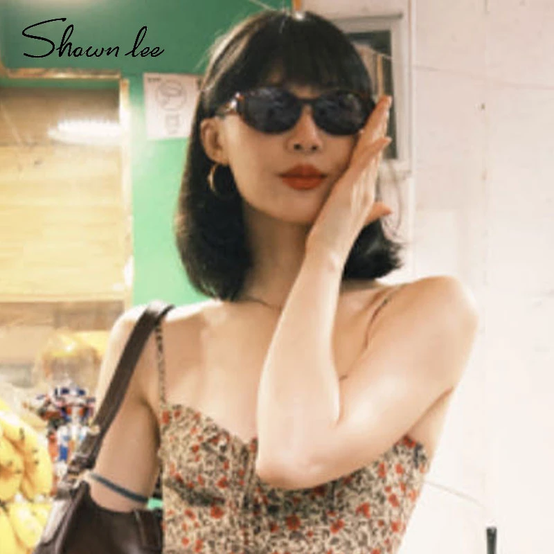 Shawnlee短头花同款猫眼复古墨镜女防紫外线时尚高级太阳镜