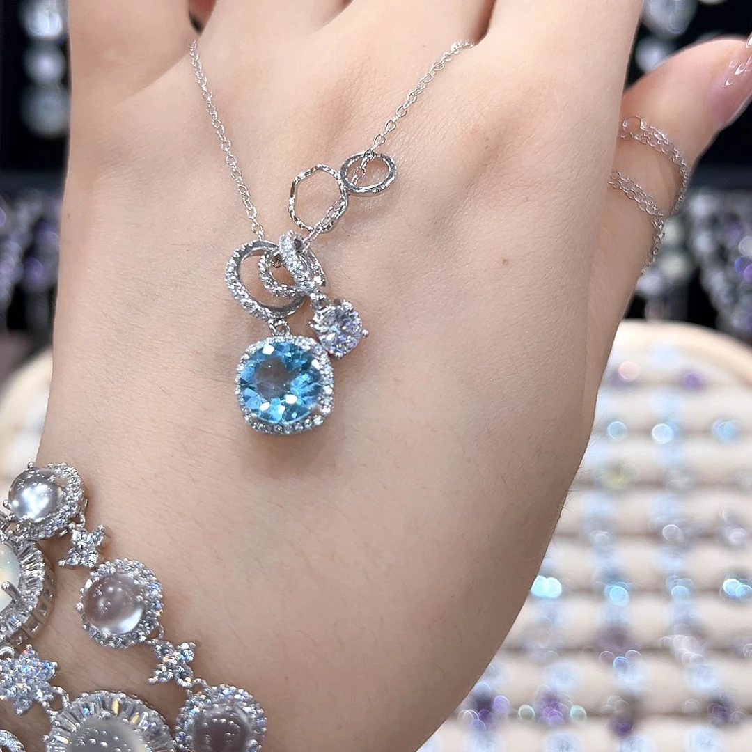 仙***姨颈饰托帕石银S925镶嵌