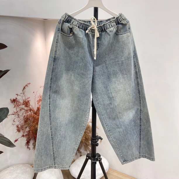 283竹节牛仔（小个版）直筒牛仔裤女