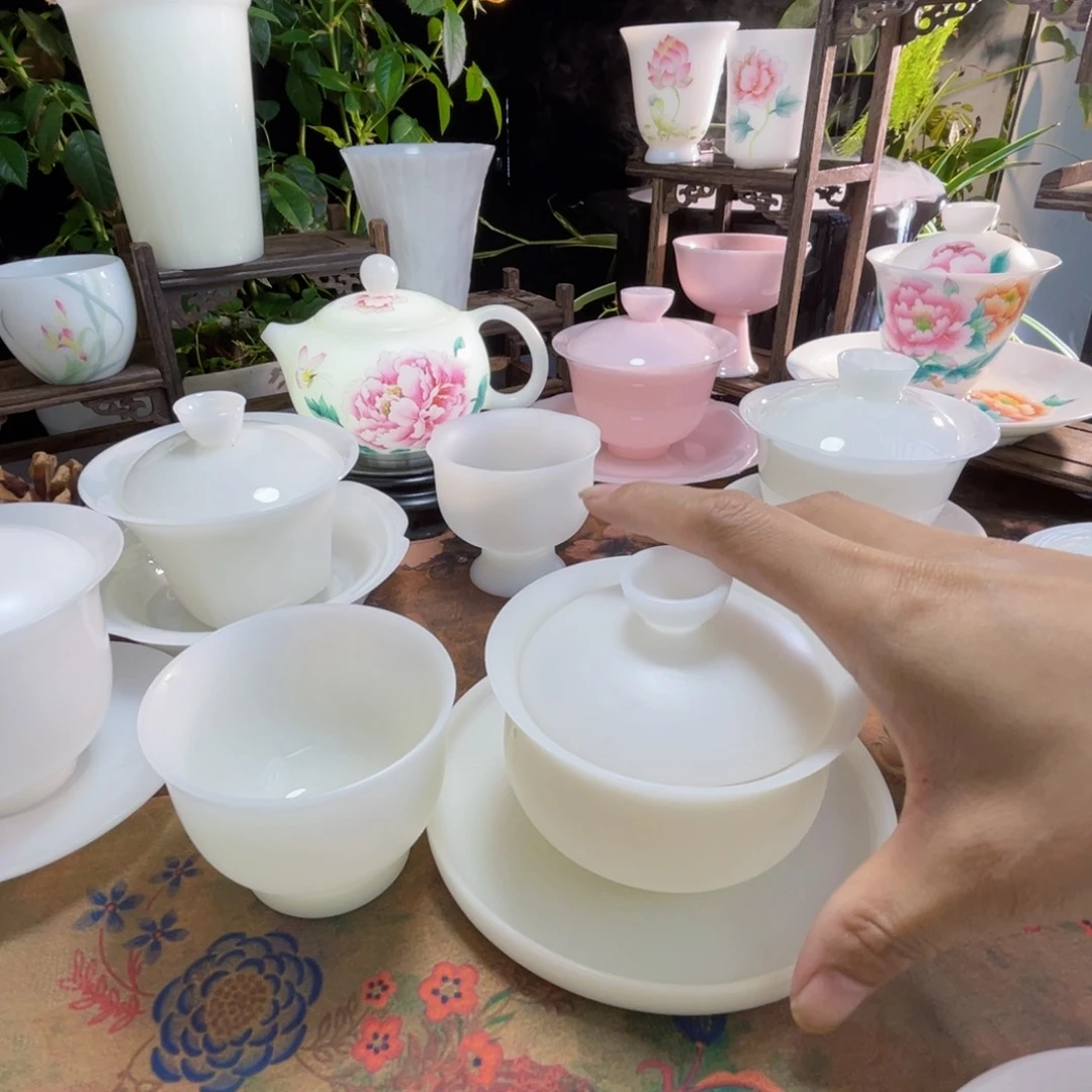 R*G冰晶璞玉布袋盖碗送玉兰杯