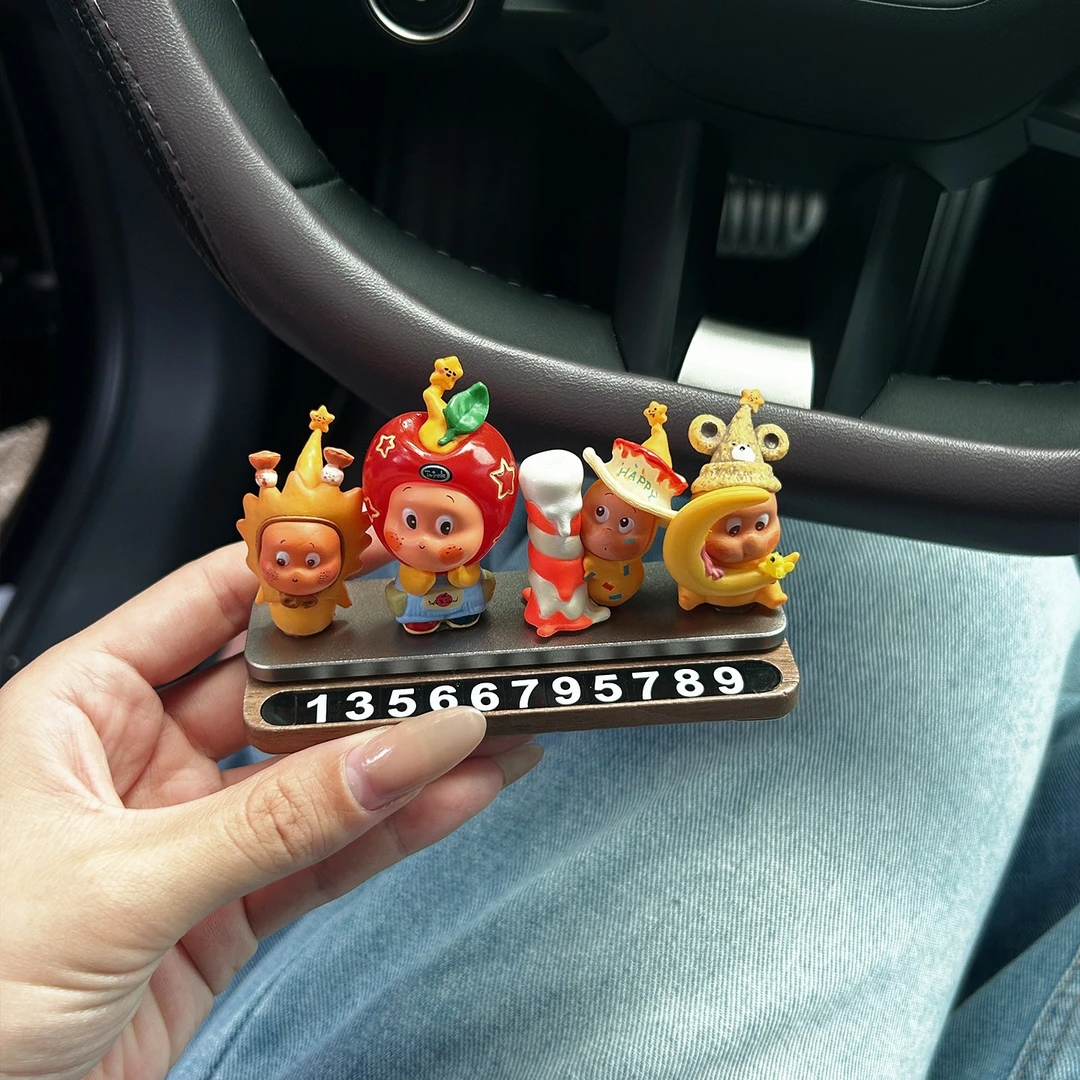 可爱星星人停车牌车载装饰摆件女感挪车电话牌临时停车号码牌