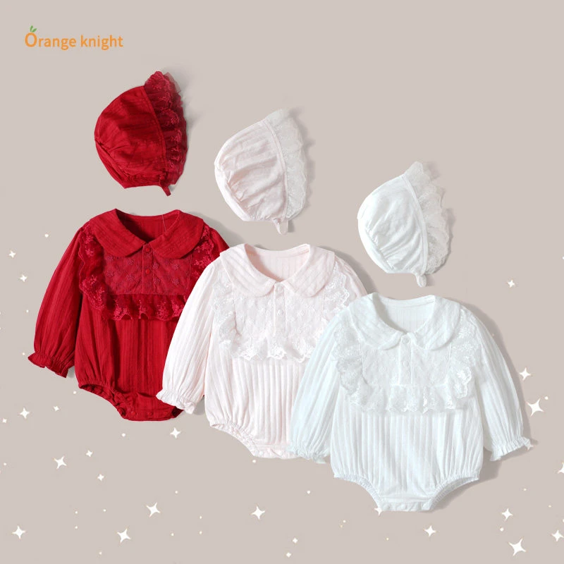 新生儿宝宝娃娃领包屁哈衣2026年春秋季新款小月龄婴儿哈衣外出服