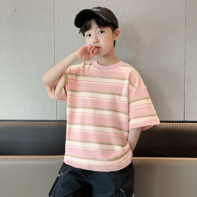 男童夏款T恤2025新款夏装上衣中大儿童男孩夏季短袖网红炸街酷潮t