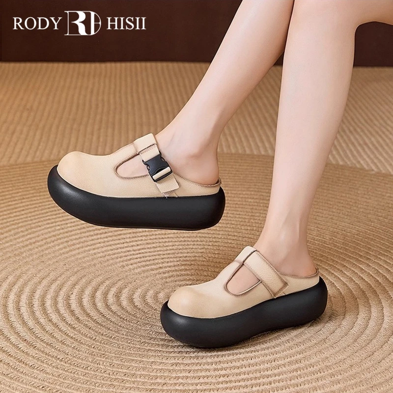 RODYHISII包头拖鞋女2025夏季新款软面软底复古一脚蹬半拖鞋